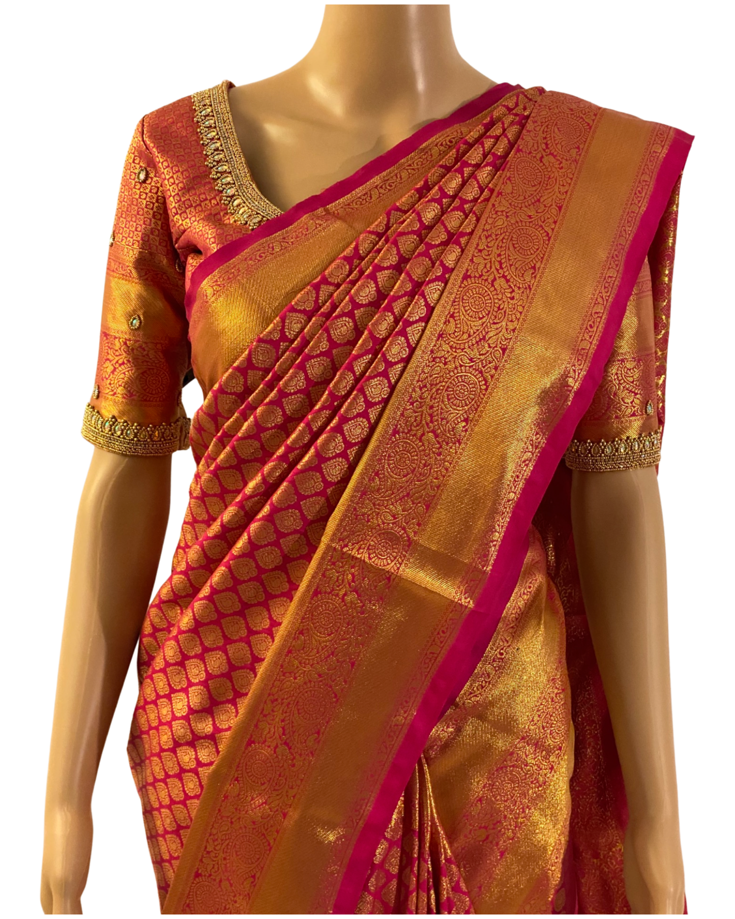 Dharmavaram Pink Brocade Silk Saree