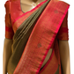 Green Kubera Silk Saree with Stone Work (closeup)