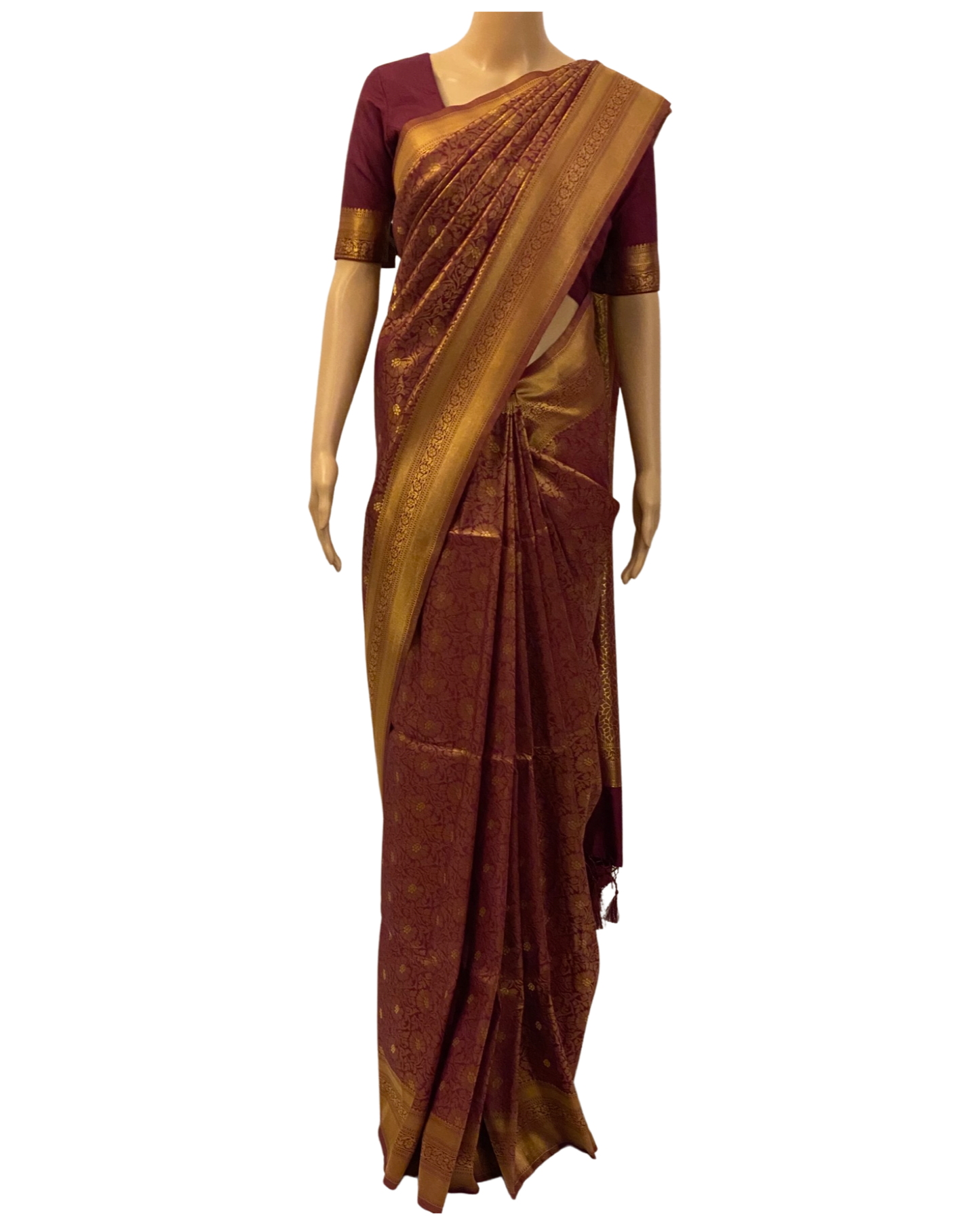 Wine Handloom Banarasi Silk Saree