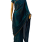 Designer Blue Swarovski Satin Silk Saree (full view)