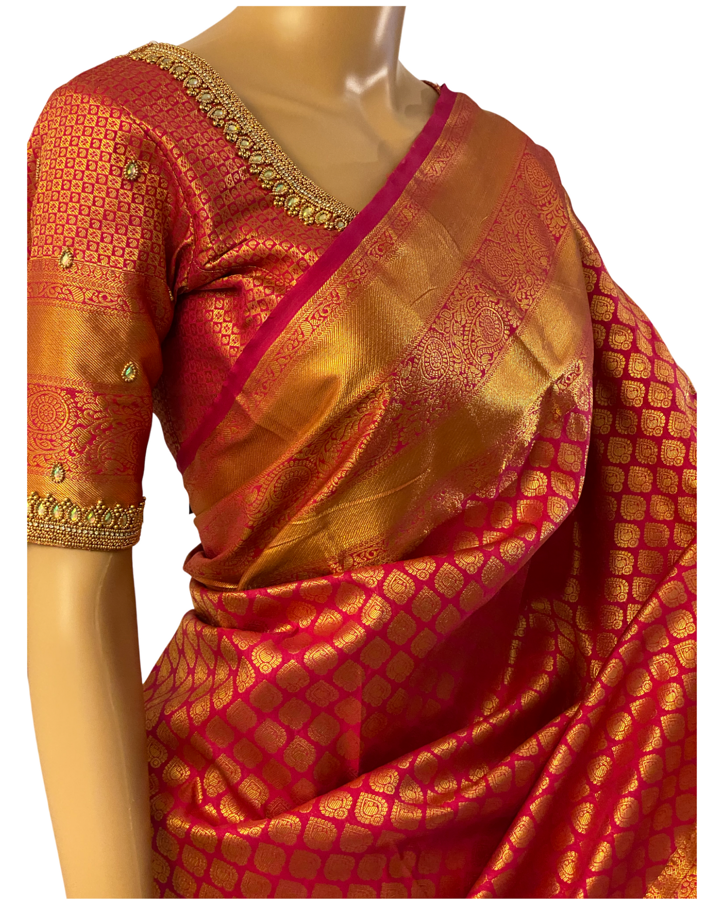 Dharmavaram Pink Brocade Silk Saree