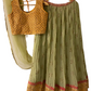CHIFFON YELLOW CROP TOP WITH LEHENGA IN PISTA GREEN