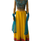 YELLOW LEHENGA WITH BLUE CROP TOP (full view)