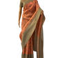 Peach and Green Soft Silk Saree