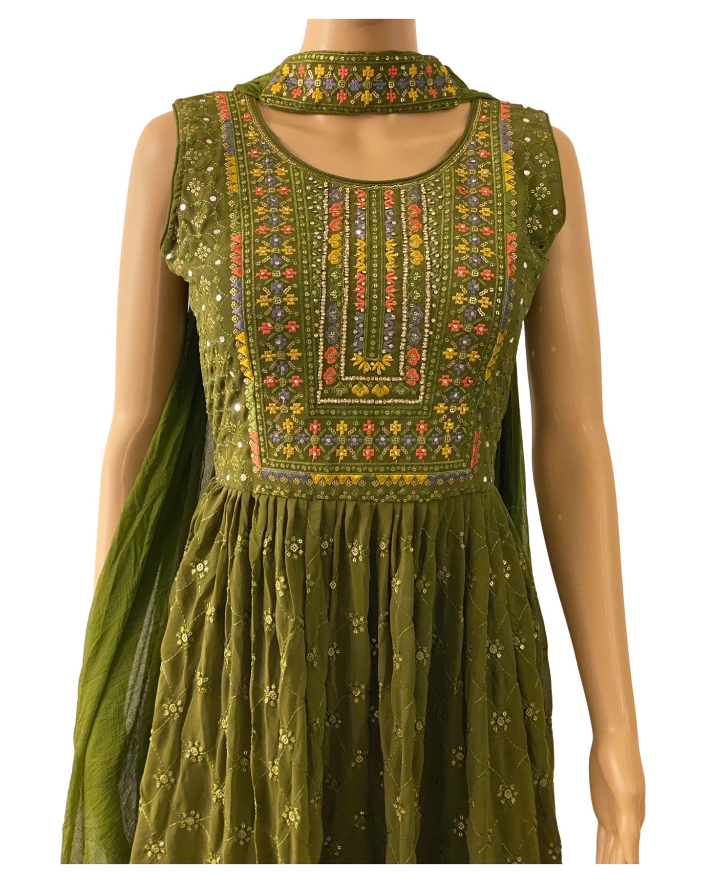 NATURE GREEN PEPLUM AND SHARARA SET