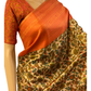 Peach and Green Kalamkari Soft Silk Saree