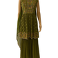 NATURE GREEN PEPLUM AND SHARARA SET