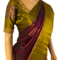 Wine and Green Kanchipuram Silk Saree