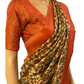 Peach and Green Kalamkari Soft Silk Saree