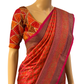 Orange and Pink Handloom Kaddi Banarasi Silk Saree With Designer Blouse