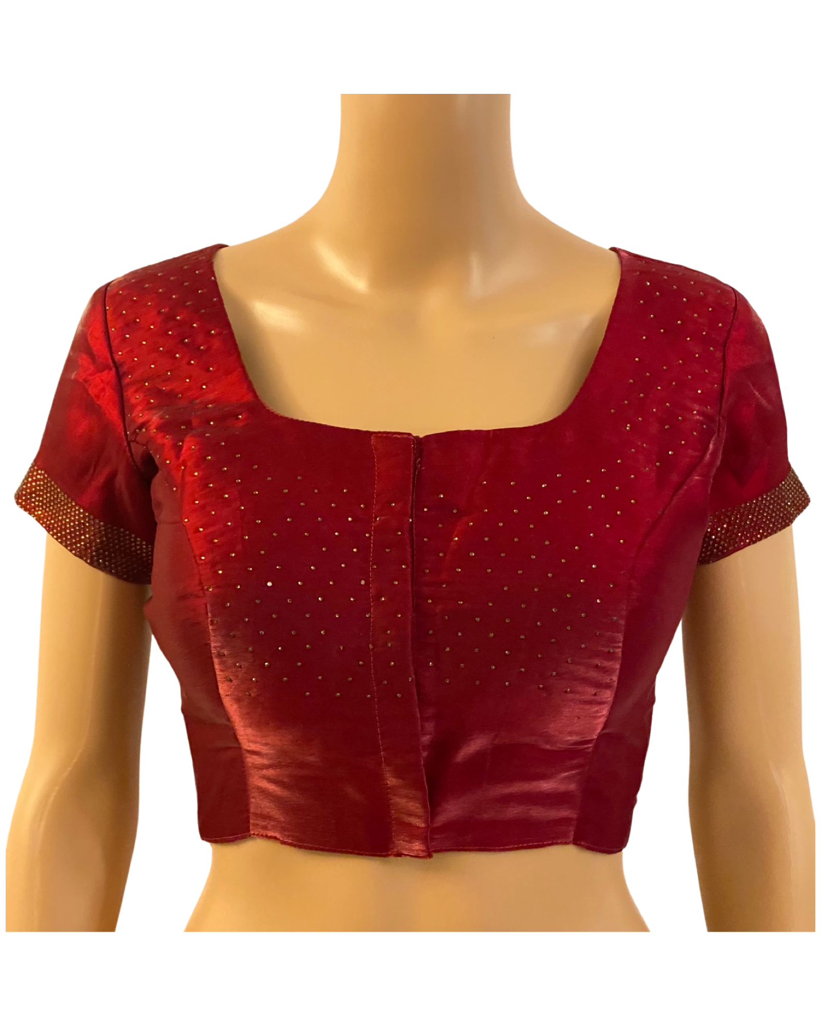 Designer Maroon Swarovski Satin Silk Saree (blouse)