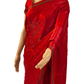 Designer Red Swarovski Satin Silk Saree (right view)
