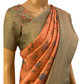 Peach and Green Soft Silk Saree