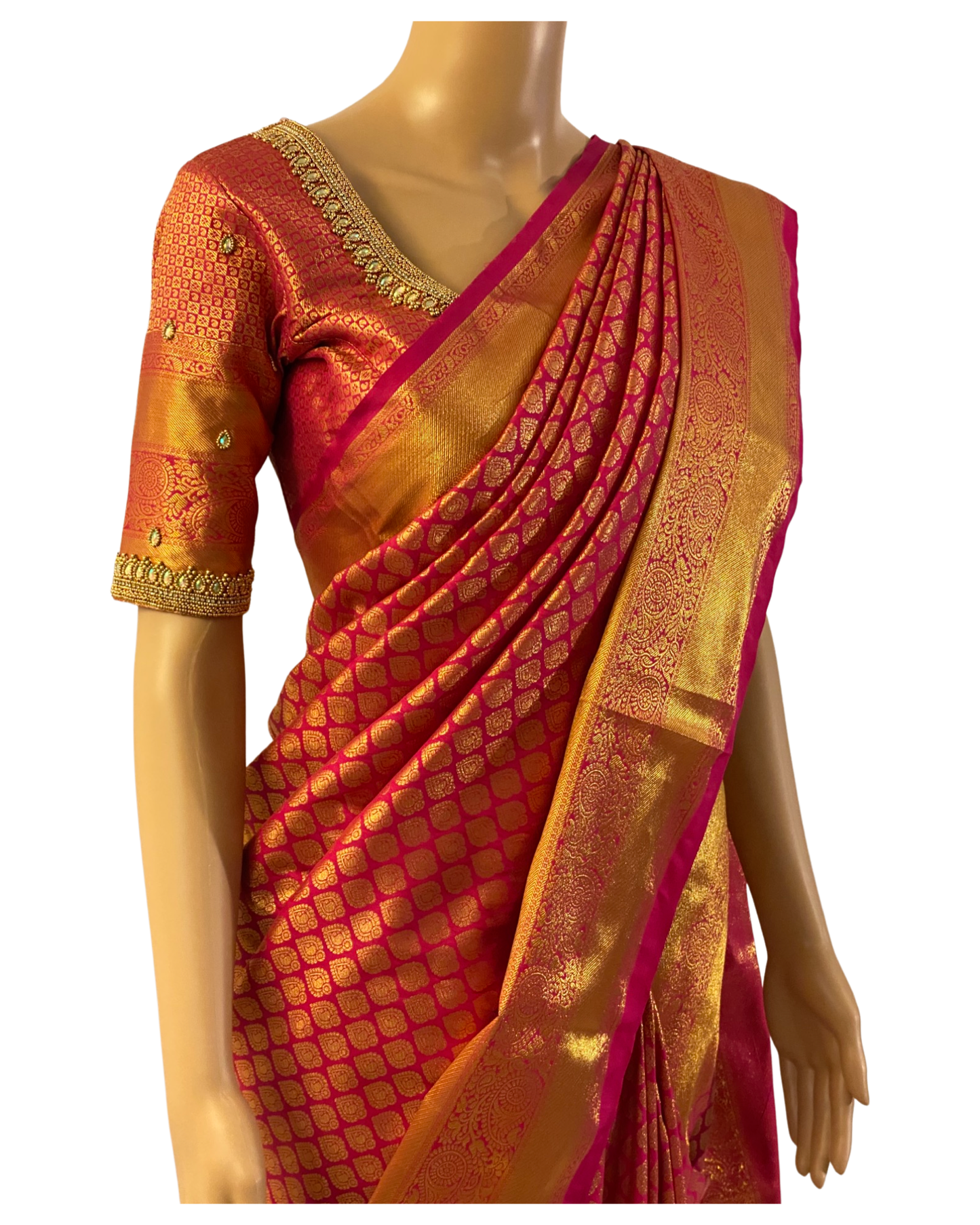 Dharmavaram Pink Brocade Silk Saree