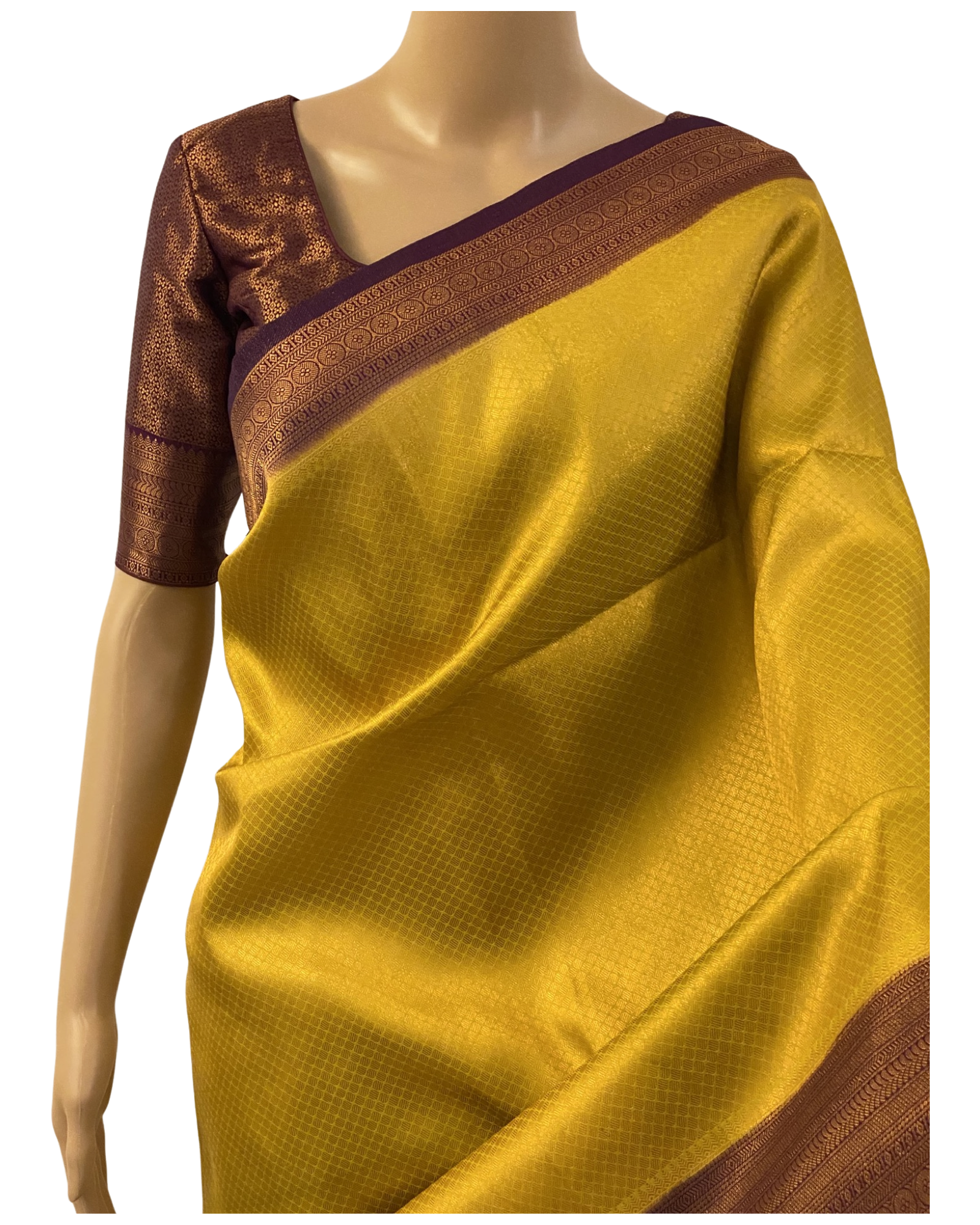 Kanchipuram Yellow Silk Saree With Contrast Blue Colour Blouse Pattu Saree  Pure Silk Saree With Traditional Double Side Border - Etsy