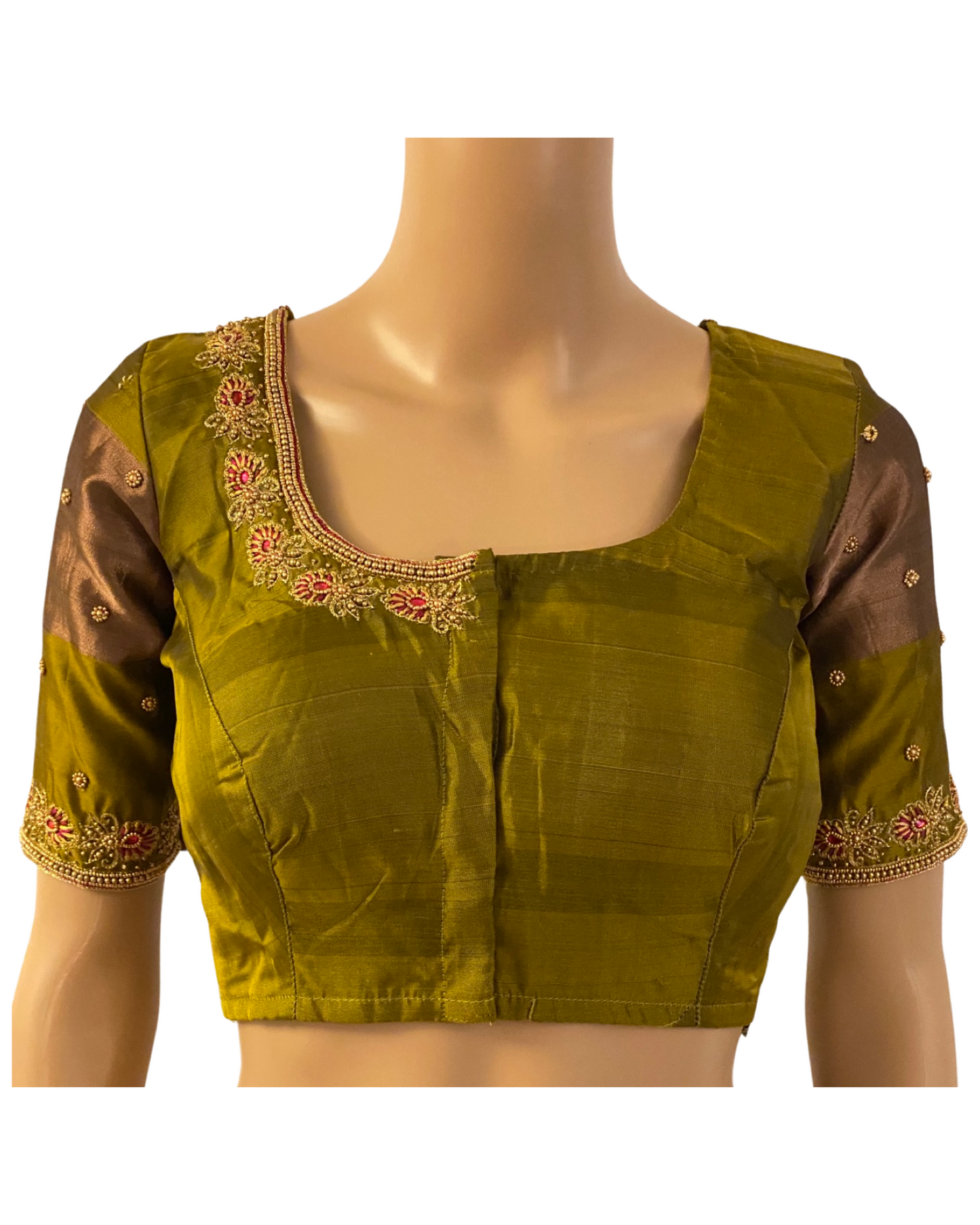 Wine and Green Kanchipuram Silk Saree