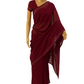 Designer Wine Chiffon Georgette Saree (left view)