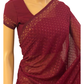 Designer Wine Chiffon Georgette Saree (left view closeup)