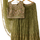PISTA GREEN CHIFFON CROP TOP WITH LEHENGA