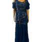 DESIGNER PARTY WEAR BLUE PEPLUM KURTHA AND SHARARA SET