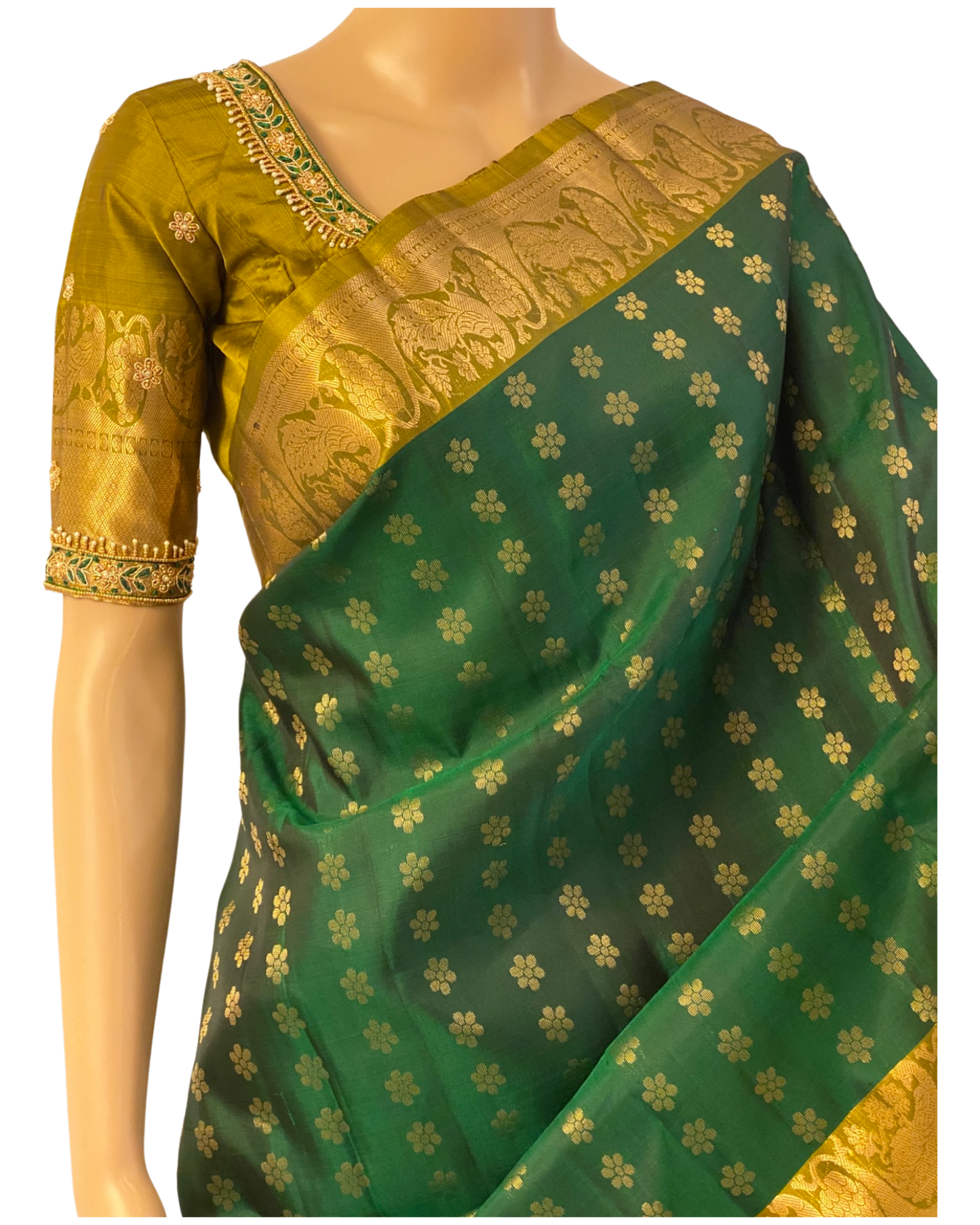 Green Handloom Kanchipuram Silk Saree