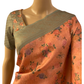 Peach and Green Soft Silk Saree