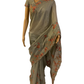 Pastel Green Party Wear Chinnon Crepe Saree