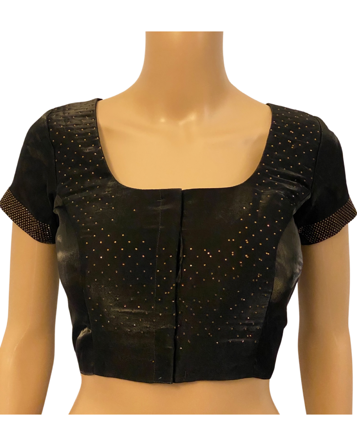 DESIGNER BLACK SWAROVSKI SATIN SAREE (blouse)