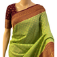 Pista Green and Maroon Banarasi Georgette Saree