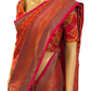 Orange and Pink Handloom Kaddi Banarasi Silk Saree With Designer Blouse