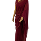 Designer Wine Chiffon Georgette Saree (right view)