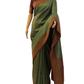 Sea Green with Magenta Katan Banarasi Saree (full view without pleats)